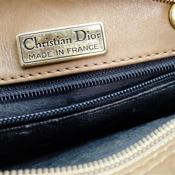 Christian Dior Vintage Black and Tan Leather Bag - Picture 6 of 7